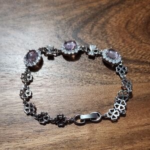 Pretty Bird Silver and Lavender Clover Bracelet